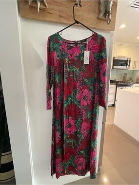 Vineyard Vines Fuchsia and Green Floral Long Maxi Dress